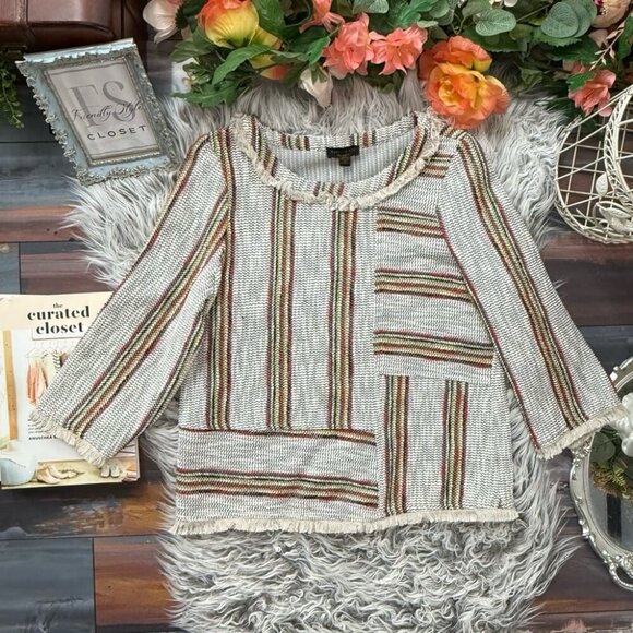 Anthro Current Air Woven Fringe Short Sleeve Top - Picture 10 of 11